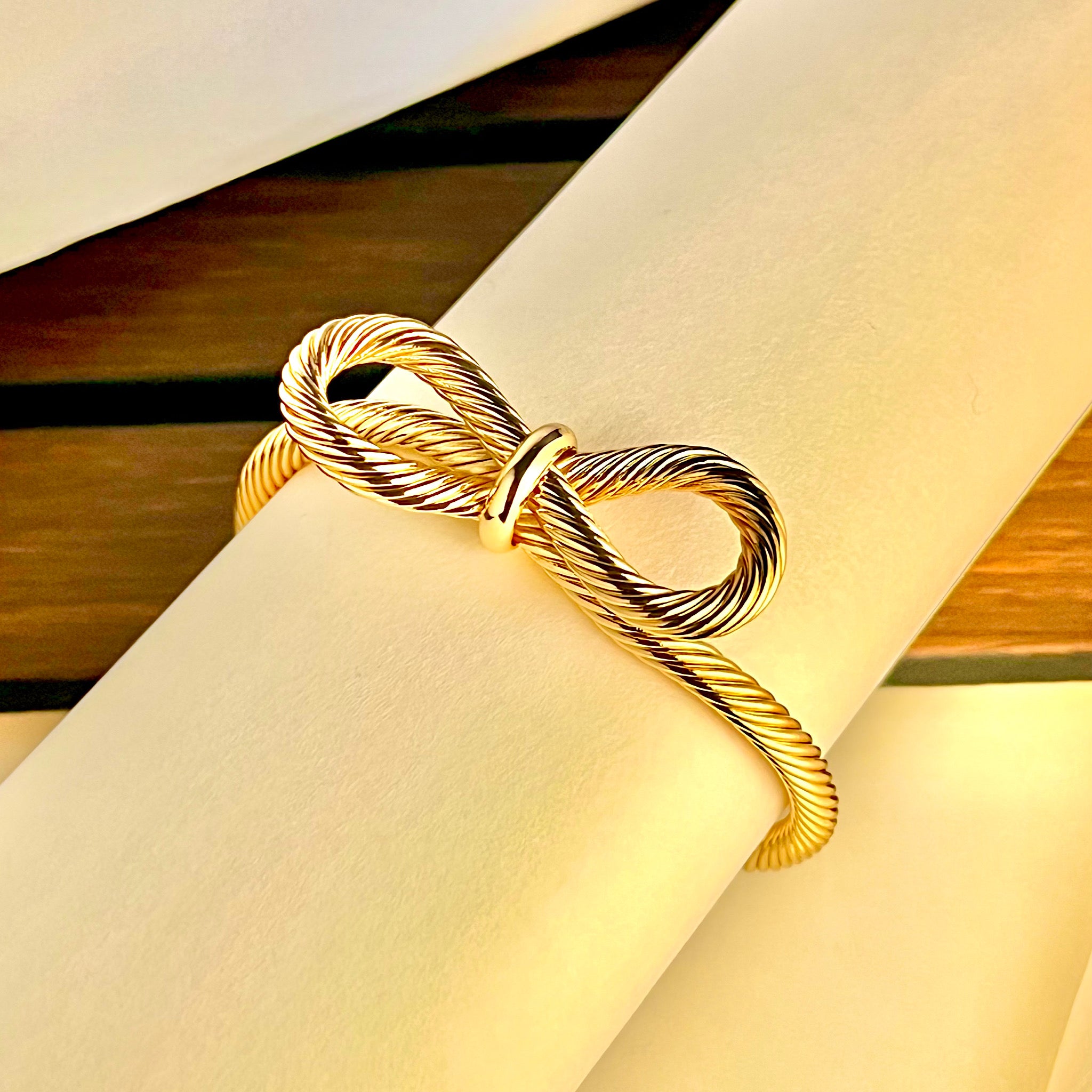 Elegant Twisted Bow Cuff Bracelet