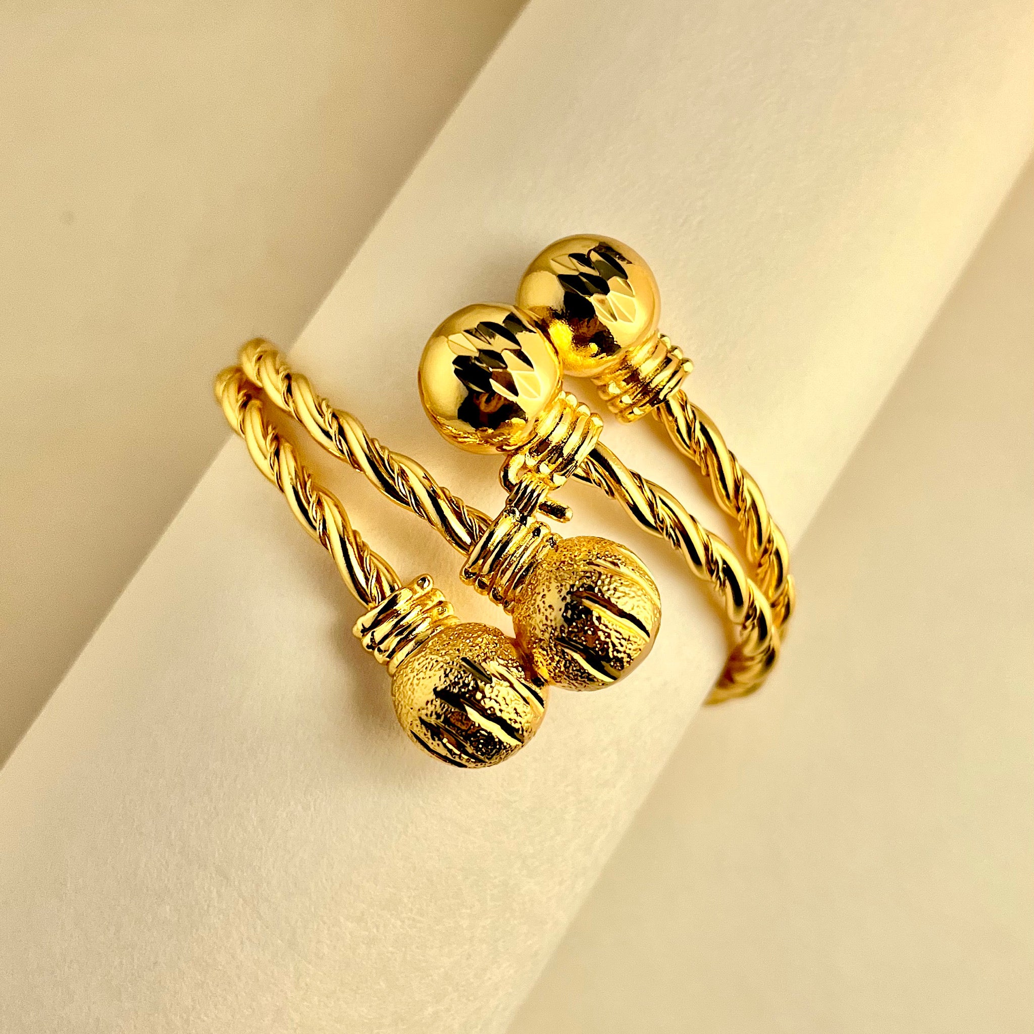 Twisted Rope Bangle with Charm Balls