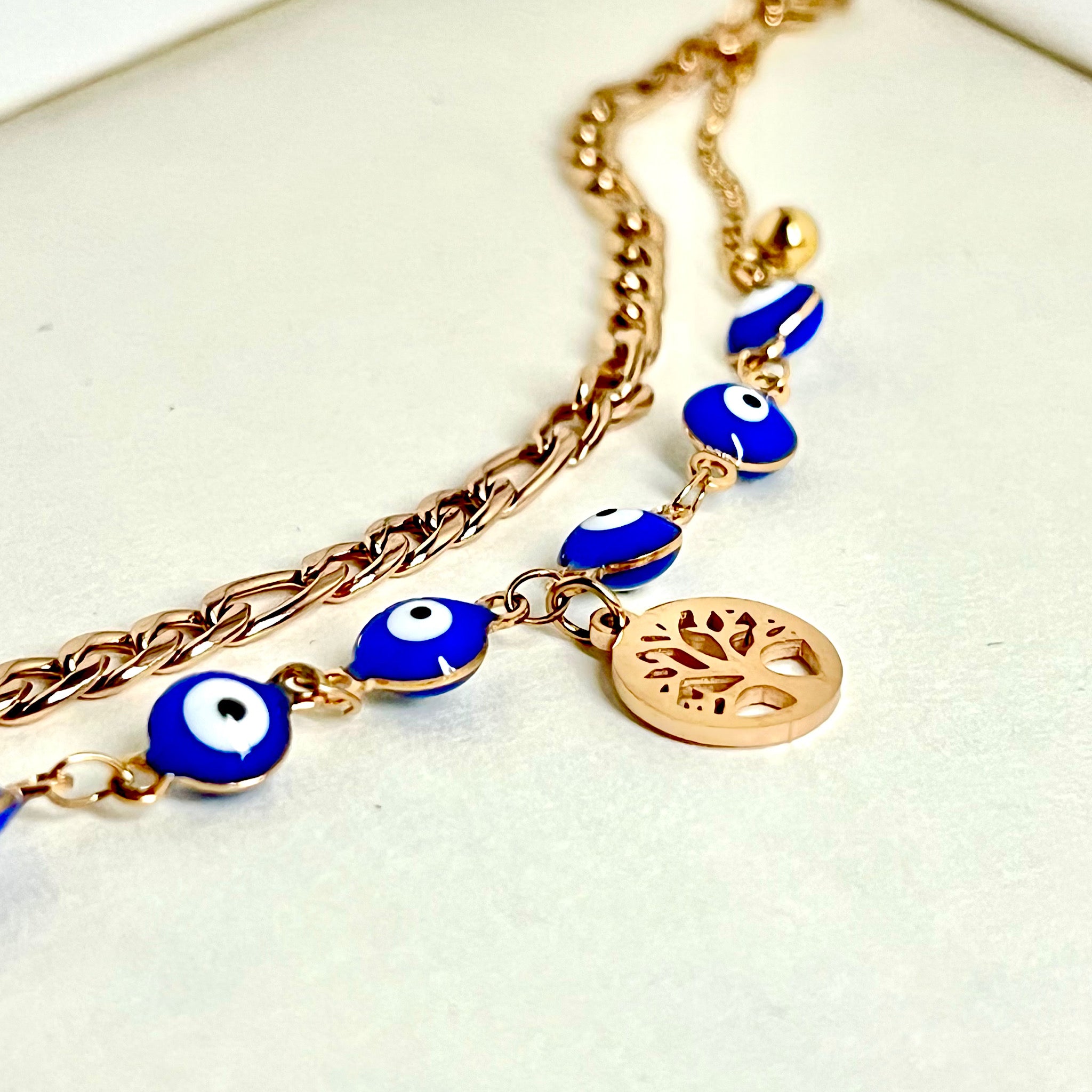 Evil Eye Tree of Life Layered Bracelet - Protection & Prosperity