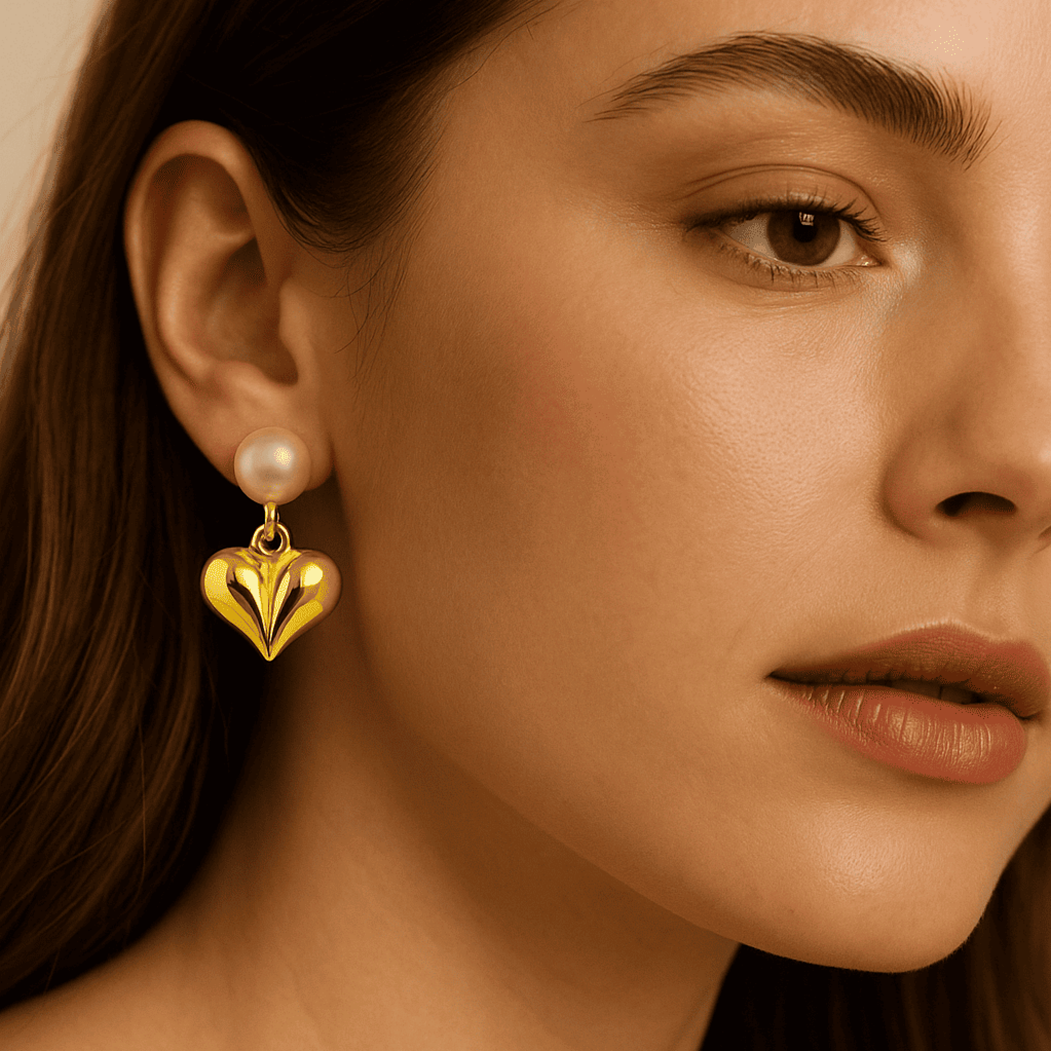 Pearl Heart Stud Earrings