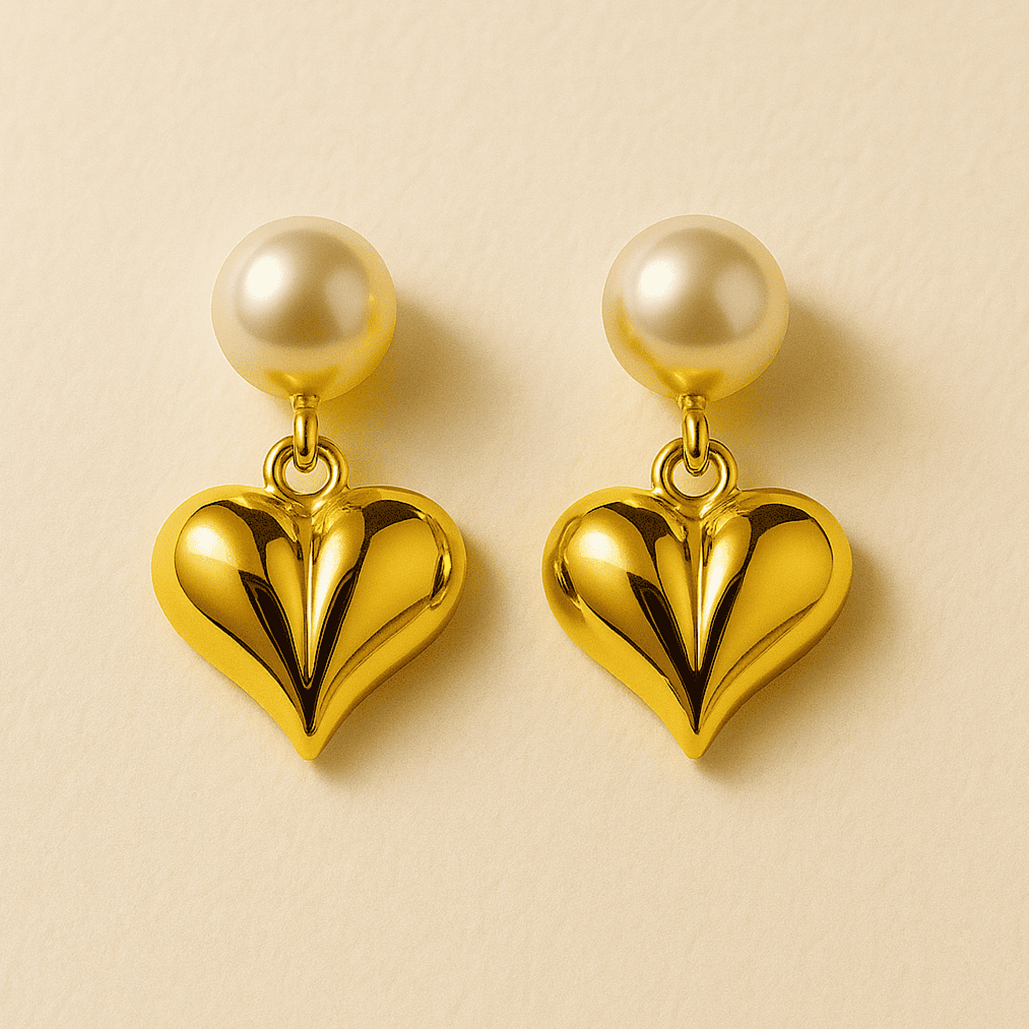 Pearl Heart Stud Earrings