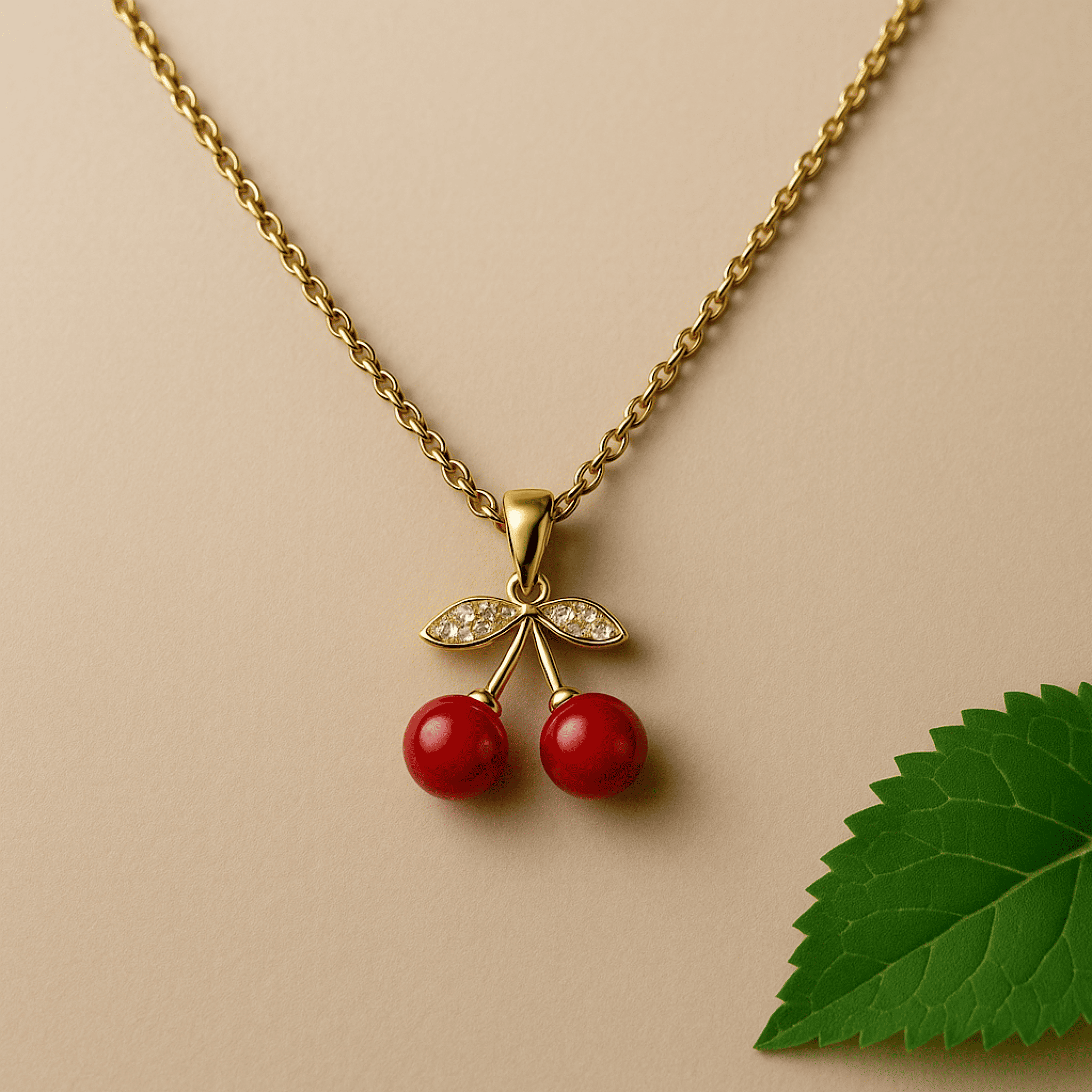 Gold Plated Cherry Necklace