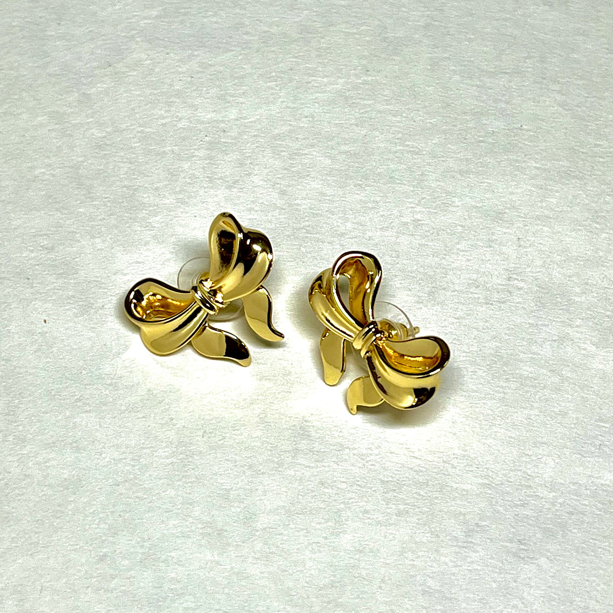 Golden Bow Stud Earrings