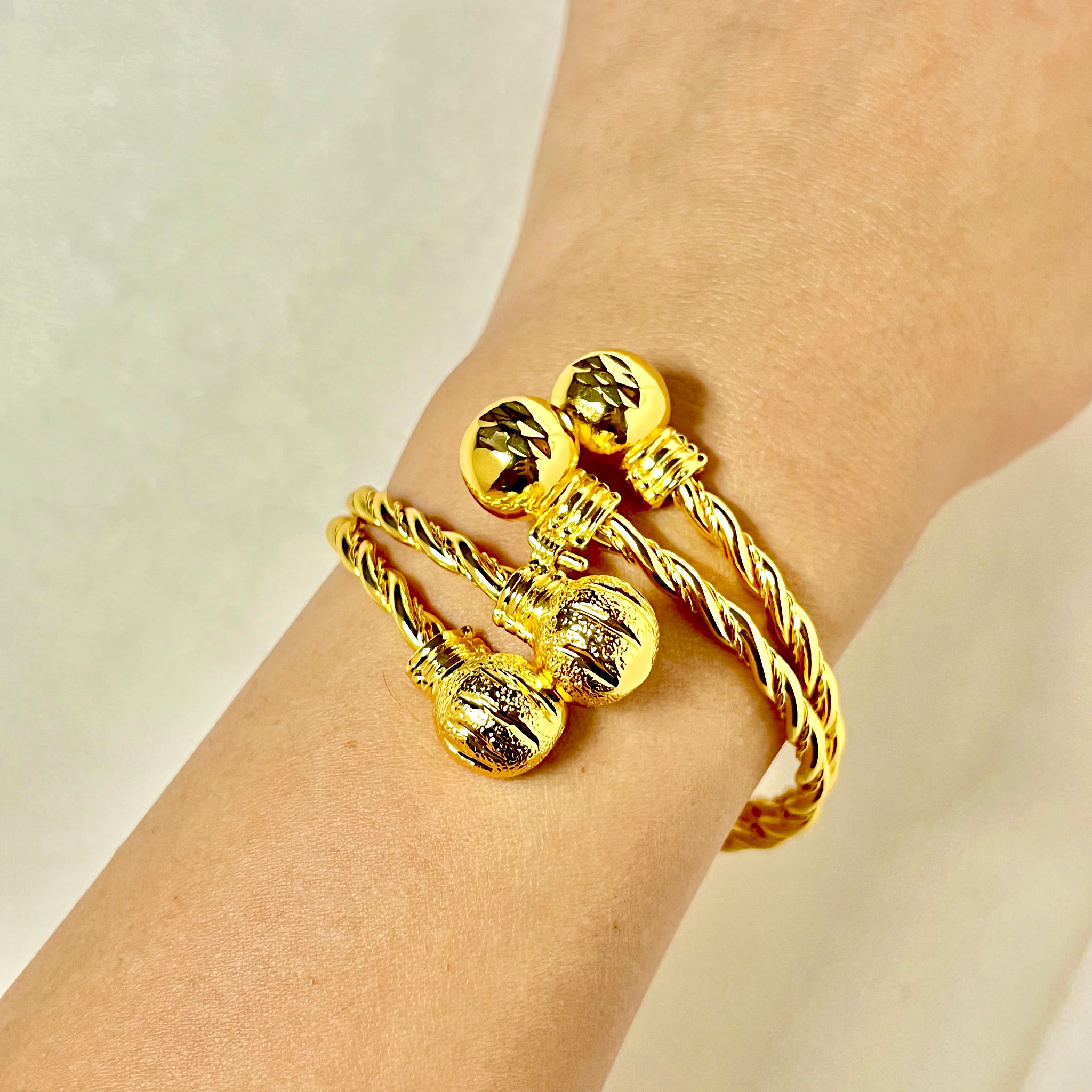 Twisted Rope Bangle with Charm Balls