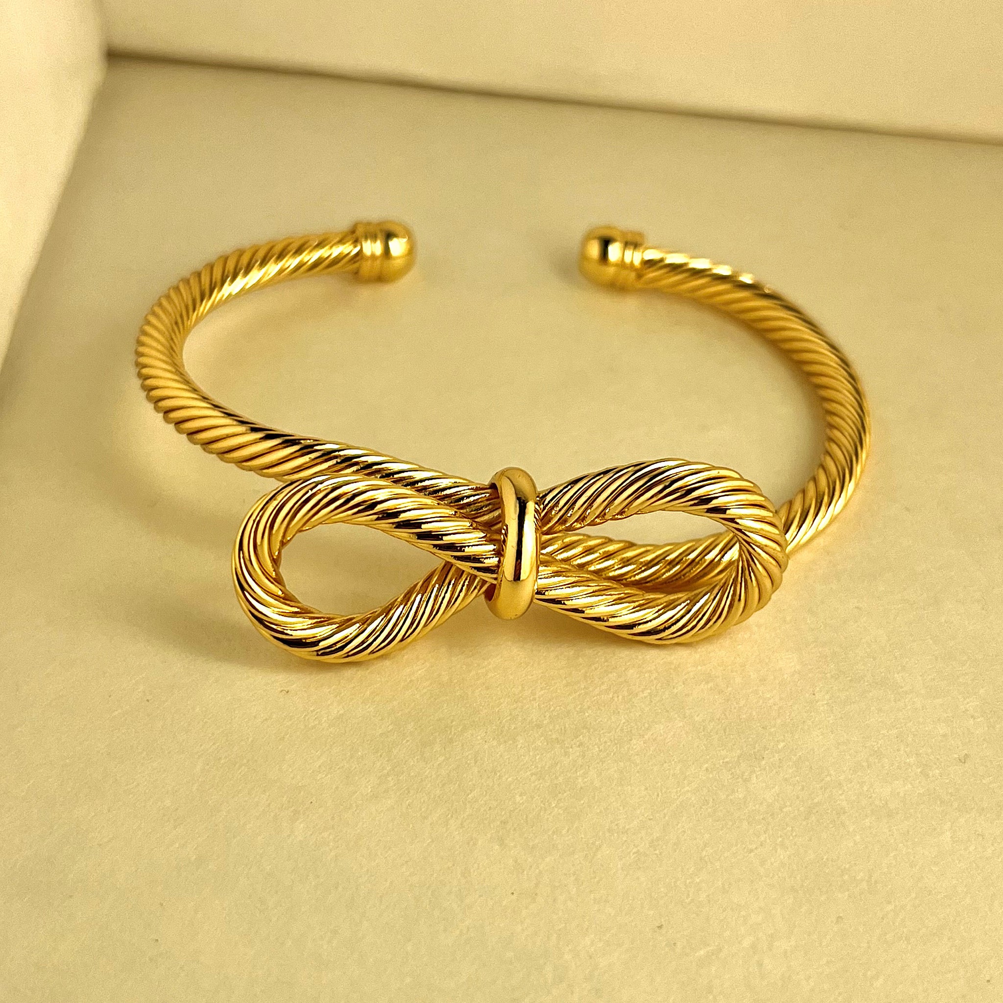 Elegant Twisted Bow Cuff Bracelet