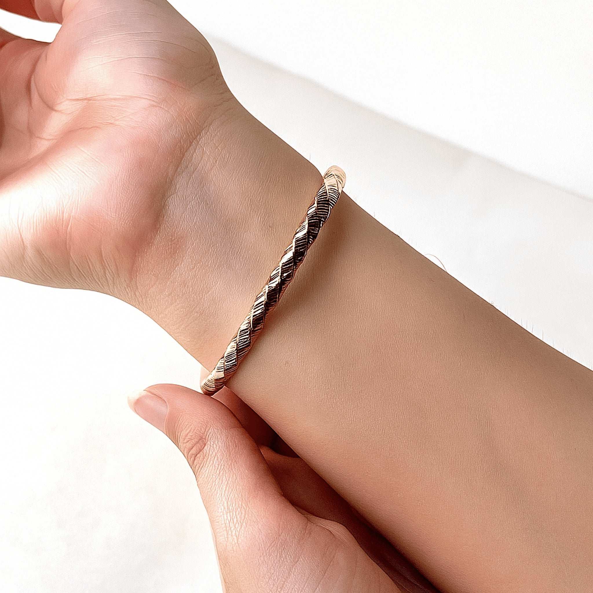 Elegant Twist Textured Gold - Plated Bracelet - KINYOI