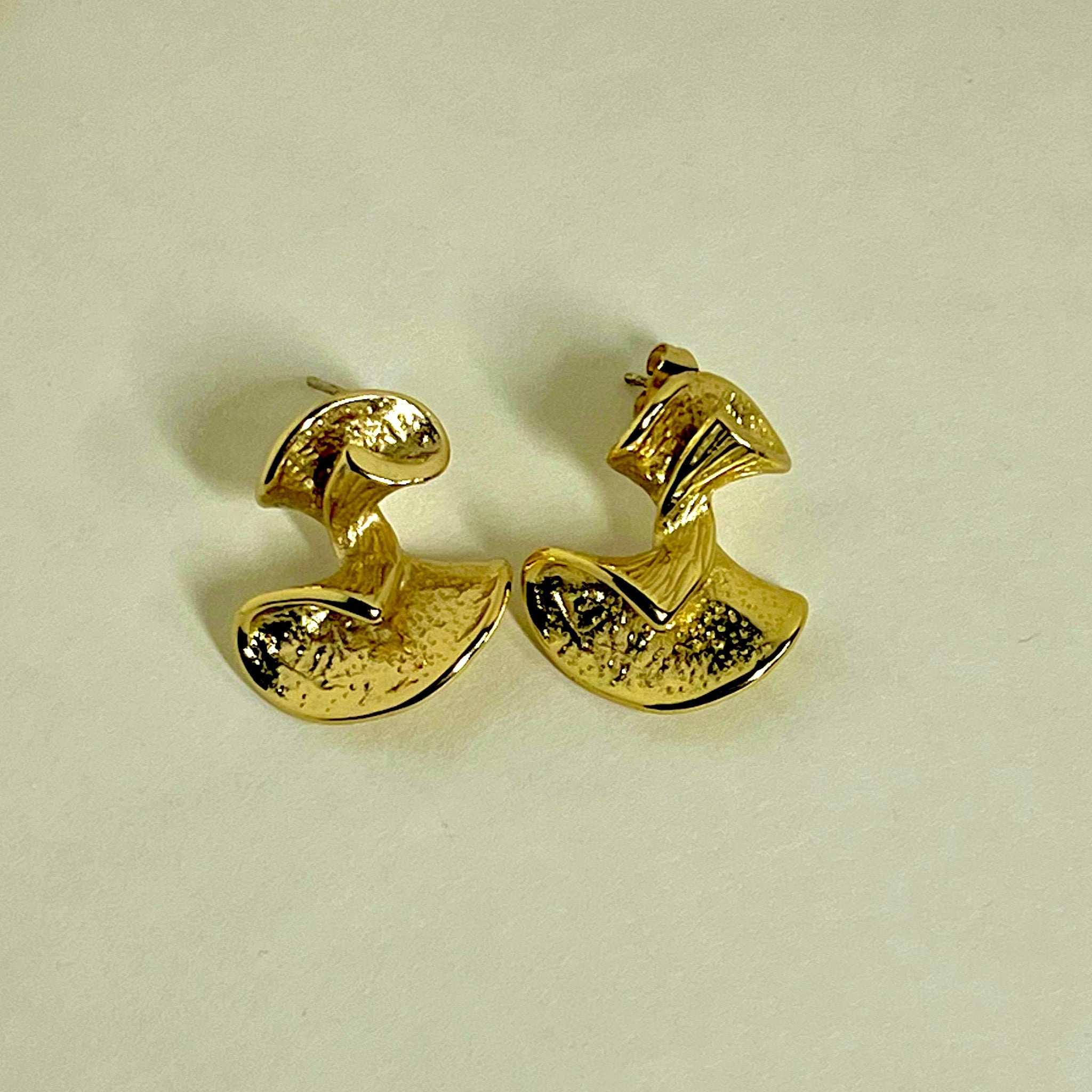 Gold Plated Abstract Stud Earrings - KINYOI