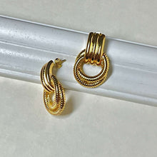 Gold Plated Textured Hoop Stud Earrings - KINYOI