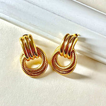 Gold Plated Textured Hoop Stud Earrings - KINYOI