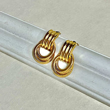 Gold Plated Textured Hoop Stud Earrings - KINYOI