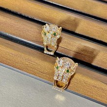 Golden Studded Leopard Face Stud Earrings - KINYOI