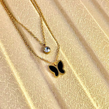 Little Black Butterfly Two - Layer Necklace - KINYOI