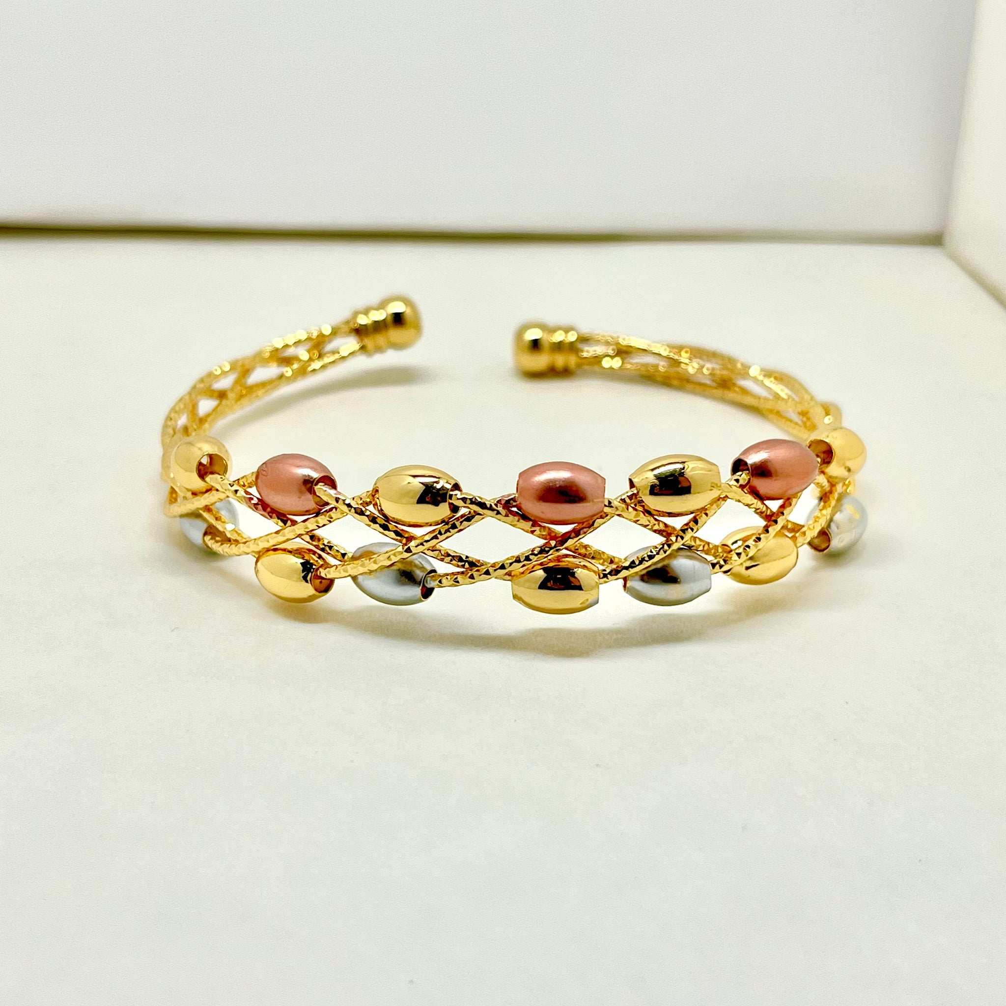 Multi - Strand Oval Beaded Cuff Bracelet - KINYOI
