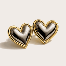 Statement Heart Dual - Tone Earrings - KINYOI